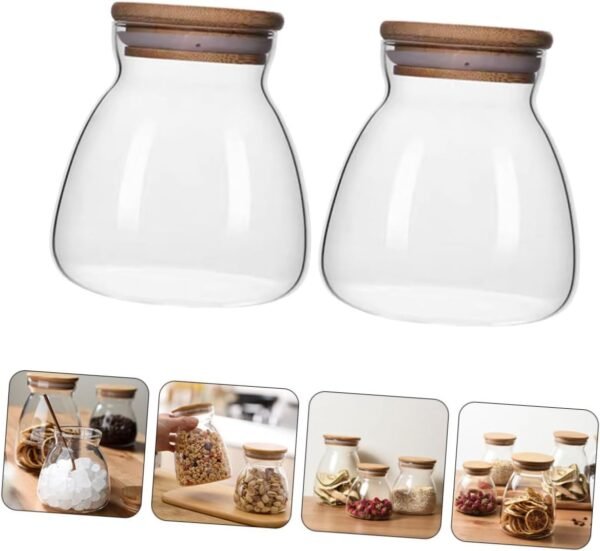 MAGICLULU 2pcs Storage Jar Snack Air Household Dispenser Tap Syrup Biscuit Flasks Lid Lemonade Sweets Beverage Food Storage Containers Keeper Reusable Sugar Holder Filled Borosilicate Glass - Image 3