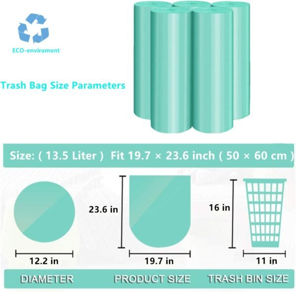 Compostable Trash Bag, 4 Gallon Biodegradable Garbage Bags Strong Rubbish Can Liners Unscented Wastebasket Bags for Kitchen Bathroom Home Office 100 Counts - Image 7