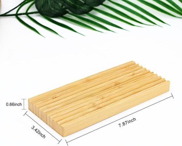 Bamboo Soap Dish Holder - Soap Saver - Natural Bamboo Wood Soap Dish with Drain Tray for Shower Bathroom Bathtub Kitchen Extend Soap Life (1) - Image 5