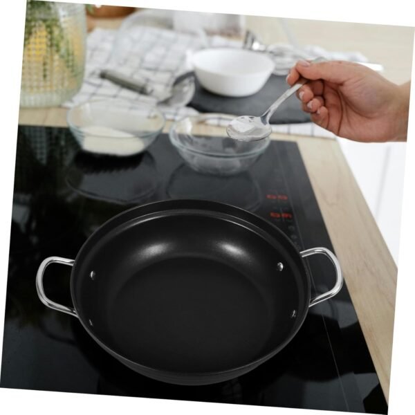 Ciieeo Large Capacity Shallow Soup Hot Pot Frying Pans Stove Top Griddle Oven Steel Pans for Cooking Dish Drying Rack Fryer Griddle Pans Shallow Cookware Deep Frying Pot Steel Wok Iron - Image 8
