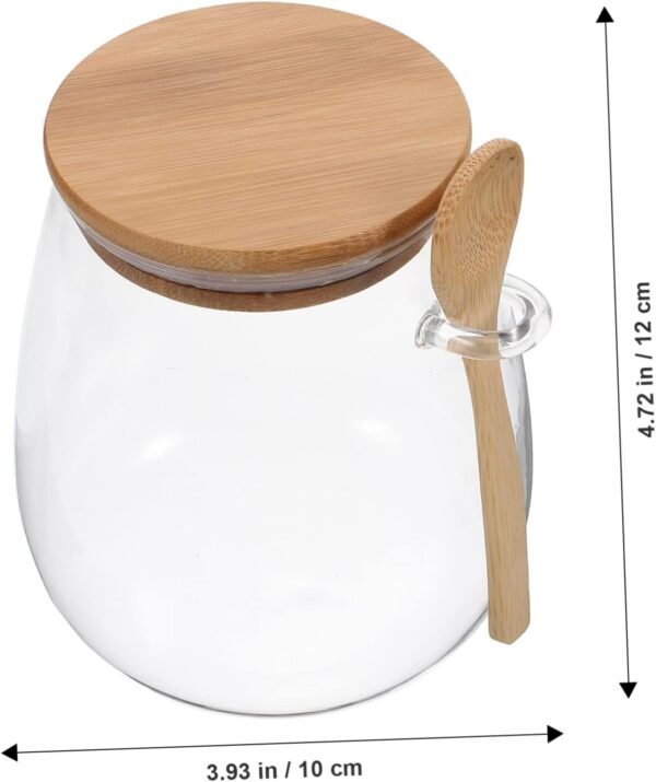 MAGICLULU Glass Jar Honey Container Household Storage Canister Bar Stash Clear Take Out Containers with Lids Honey Syrup Dispenser Condiment Pots Hamper with Lid Pantry Basket Labels Wood - Image 4