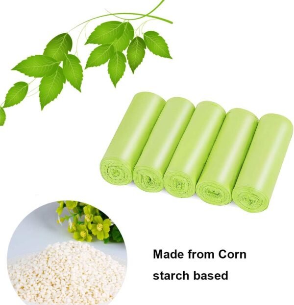 Trash Bags Biodegradable,4-6 Gallon Trash bags Recycling & Degradable Garbage Bags Compostable Bags Strong Rubbish Bags Wastebasket Liners Bags for Kitchen Bathroom Office Car(100 Counts,Green) - Image 2