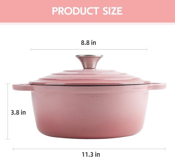 3 Quart Enameled Cast Iron Dutch Oven Pot with Lid, Oven Safe up to 550° F & Dishwasher Safe, Sturdy Dutch Oven Cookware - Image 8