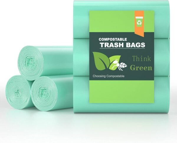 4-6 Gallon Small Trash Bags Compostable Trash Bags,AYOTEE 60 Count Ultra Strong Unscented Garbage Bags Mini Trash Bags Waste Basket Liners for Bathroom, Kitchen,Bedroom, Office, Pet, Car(Green)