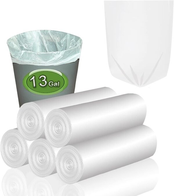Trash Bags 13 Gallon Tall Kitchen Garbage Bags, Inwaysin Recycle Bags, Biodegradable White Trash Bags, 75ct