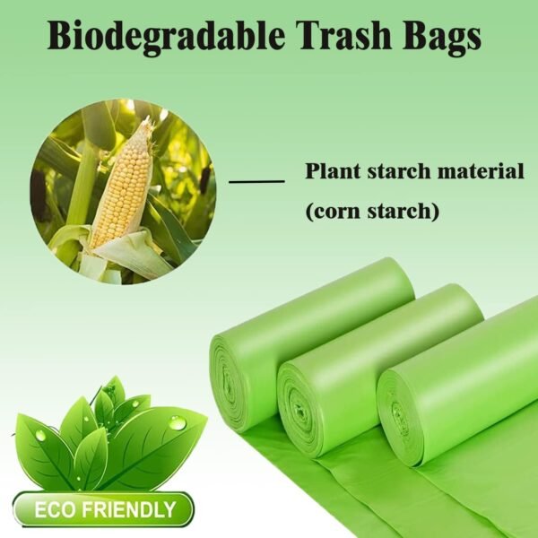 Small Trash Bags 1.2 Gallon - Biodegradable Garbage Bags Recycling Eco-Friendly Trash Can Plastic Liner Compostable Strong Bag for Bathroom Bedroom Office Kitchen Trash Can (120 Counts,Green) - Image 3