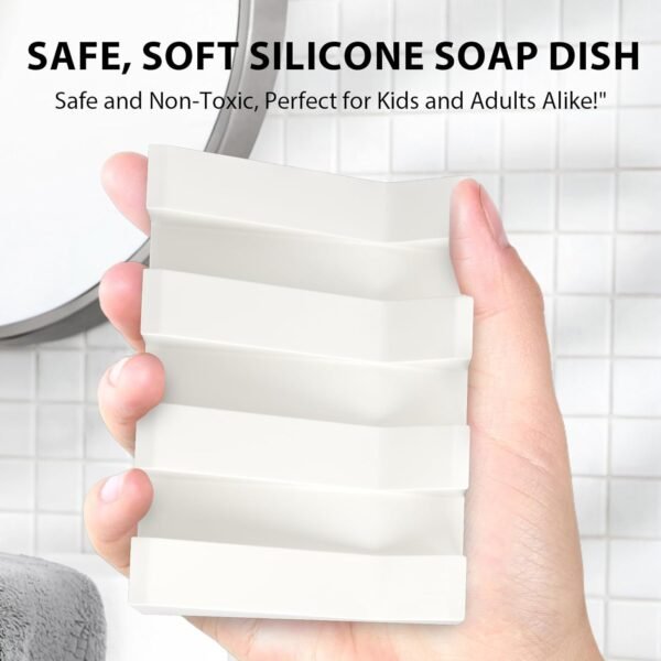 Soap Dishes, Bar Soap Holder & Saver Waterfall Self-Draining to Keep Your Bar Soap Organized and Clean, Simple and Stylish Design, White - Image 3