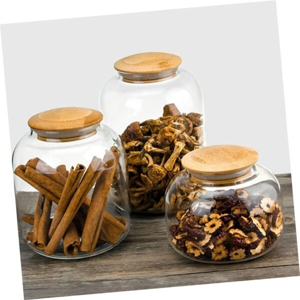 Candy Jar Food Containers Jars Cereal Container Candy Dish with Lid Clear Bins Serving Tray with Lid Storage Bins with Lid Bread Storage Container Flour Dispenser Snackle Wooden - Image 7