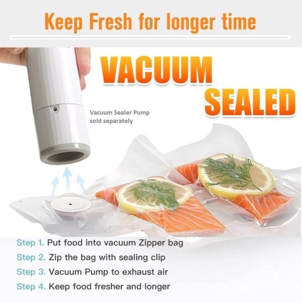 Vacuum Seal Bags for Food, Reusable Freezer Vacuum Storage Bags, Vacuum Food Saver Bags for Vacuum Sealer Hand held | Enhanced Air Valve, Easy Vacuum, Less Waste, Keep Fresh (20pcs pack) - Image 6