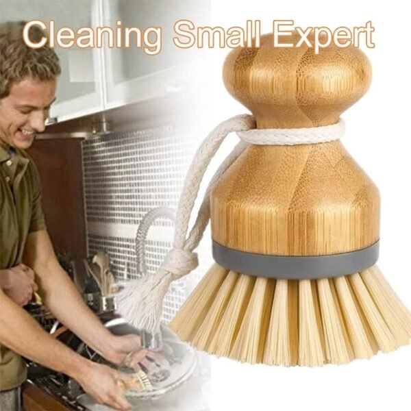 Bamboo Dish Brush Scrub Wooden Brush - Bamboo Dish Brush，Brush for Dishes,Palm Brush Dish Scrubber Suitable for Washing Dishes,Stubborn Stains & Vegetables. - Image 2