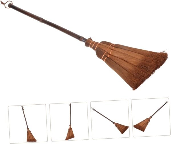 2 Pcs Children's Broom Asian Cleaning Gadgets Natural Whisk Sweeping Floor Cleaning Multi Cleaner Tool Tall Dustpan Brush Natural Broom Mini Whisk Natural Palms Broom Brown Silk - Image 9