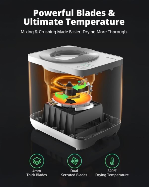 AIRMSEN 4L Electric Kitchen Composter 3-5H Rapid Composting, 320℉ Drying - Mill Composter Includes Serrated Blade and 2 Odorless Filter - Compost Bin for Indoor & Outdoor - White - Image 6
