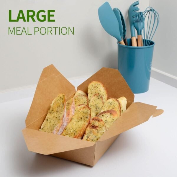 50 Pack 70 oz Large Take Out Food Containers - Heavy Duty Microwavable Kraft Brown Paper To Go Box #3 - Grease Resist Paper Lunch Box Cardboard Take Out Box for Restaurant, Household, Party - Image 6