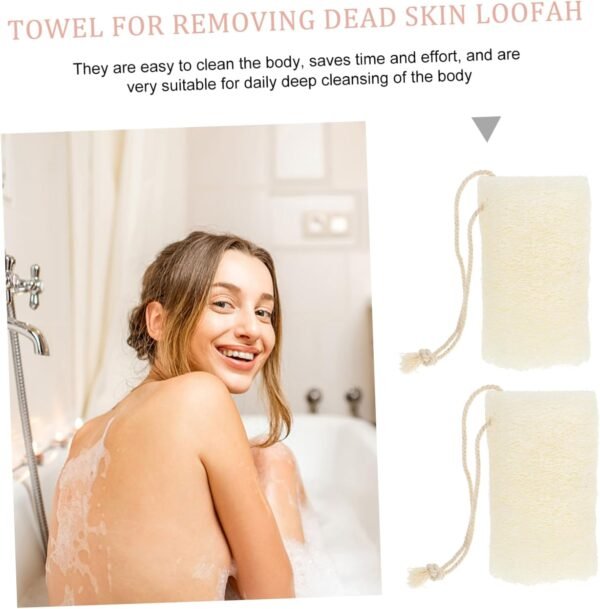 Mikinona 3pcs Loofah Exfoliating Body Scrubber Cleaning Sponge Cleaning Scrubber Natural Dish Sponge Body Sponge Natural Sea Sponge Natural Sponge Natural Loofa Sponges Organic Luffa Beige - Image 2