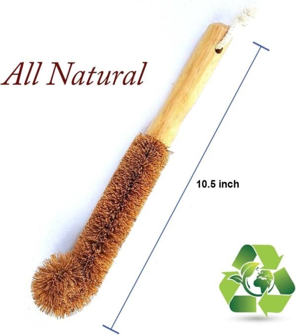 Kitchen Scrub Brush Set, Household Cleaning Brushes, Natural Cleaning Brushes for Dish/Bottle/Vegetable/Pan/Pot, Scrubber with Wooden Handle and Coconut Fibers Bristles .Pack of 2 - Image 6