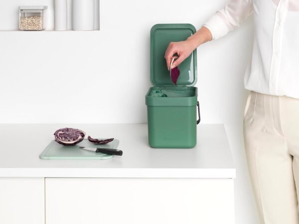 Brabantia Sort & Go Food Trash Can (1.6 Gal/Fir Green) Small Countertop Kitchen Compost Caddy with Handle & Removable Lid, Easy Clean, Fixtures Included for Wall/Cupboard Mounting - Image 7