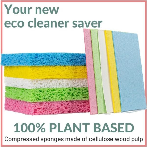 bioGo 30 Pack Compostable Pop-Up Sponges - Expanding, Non-Scratch, Plant-Based Dish Sponges - Bulk Color Sponges - Compostable Pop Up Sponge - Kitchen Pop Up Sponges - Image 4