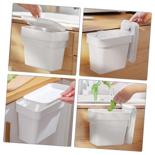 TIDTALEO Kitchen Trash Can Storage Hanging Basket Airtight Countertop Compost Bin Kitchen Simple Kitchen Garbage Bin Kitchen Compost Bin Trash Can for Bathroom Rv Trash Can Pp White - Image 5