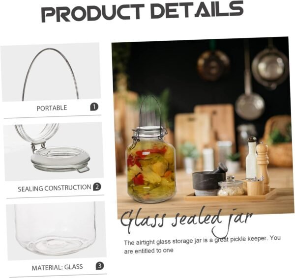 MAGICLULU Glass Storage Jar Storage Grain Jar Clear Storage Container Pickle Holder Storage Jar with Handle Cereal Containers Kitchen Food Storage Container Kimchi Container Jars - Image 8