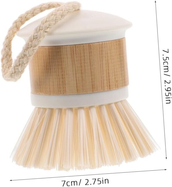 Dish Brush Wok Brush Dish Scrub Brush Pot Scrubber Dish Scrubber Brush Natural Dish Brush With Handle For Kitchen Cleaning Dishwashing Scrubbing Pots Pans White - Image 2