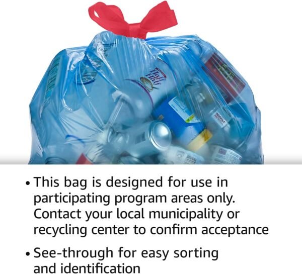 Amazon Basics Blue Recycling Trash Bags, Unscented, 13 Gallon, 60 count, Pack of 1 - Image 6