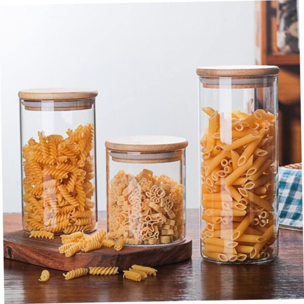 MAGICLULU Glass Tea Jar Storage Jar Lids Spices Seal Cup Bin Canister Balm Airtight Coffee Container Pantry Flour Storage Container Clear Sugar Container Jar Jars Spoon Mason Jar - Image 3