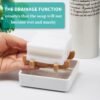 Wooden Bamboo Square Soap Dishes for Bar Soap Holder for Shower with Drain for Bathroom Small Soap Dish Detachable（Single Pack Right Angle White） - Image 4