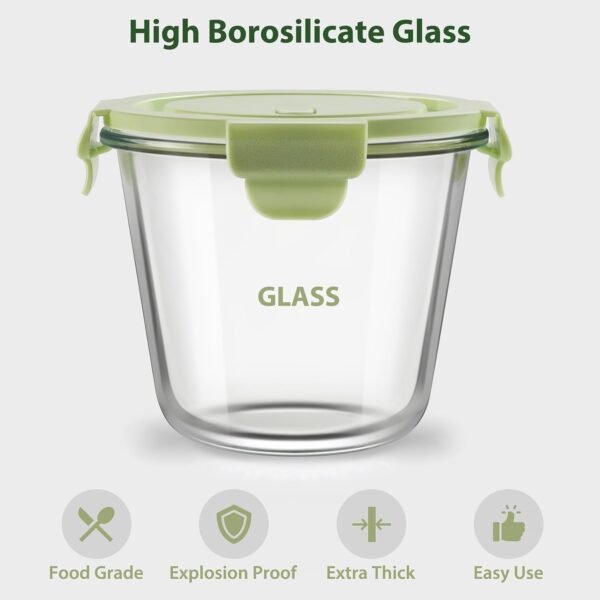 8 PCS Glass Meal Prep Containers with Lids, Airtight 3 Cup Glass Storage Containers Set, Heat-Resistant BPA-Free Glass Containers for Soup Leftover, Microwave, Dishwasher, and Freezer Safe (4 Packs) - Image 2