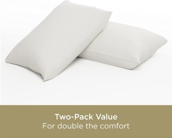 AllerEase Organically Grown Soft Cotton Odor Neutralizing Allergy Defense Bed Pillow- Standard/Queen- 2 Pack - Image 4