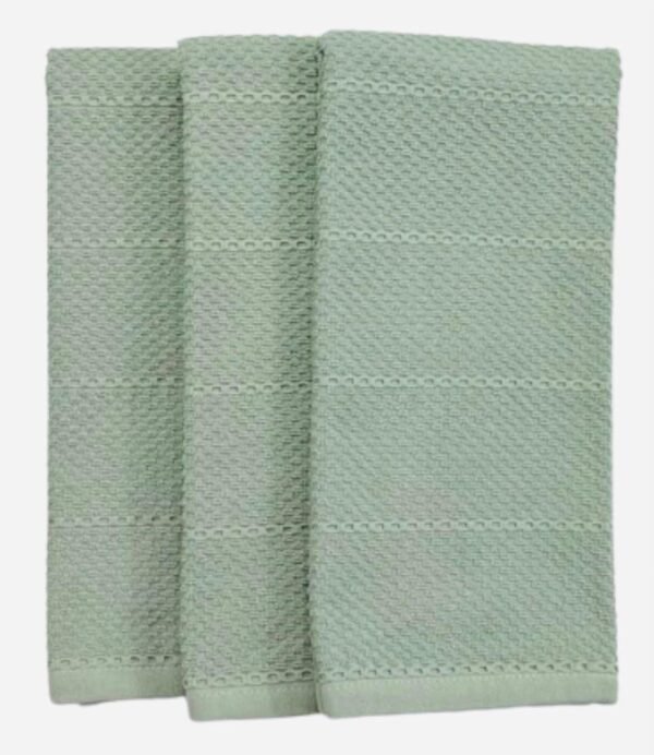 Sage Green Kitchen Dish Towels: 100% Cotton Cloth Soft Cleaning Drying Absorbent Textured Terry Loop, Set of 3 Multipurpose for Everyday Use - Image 8