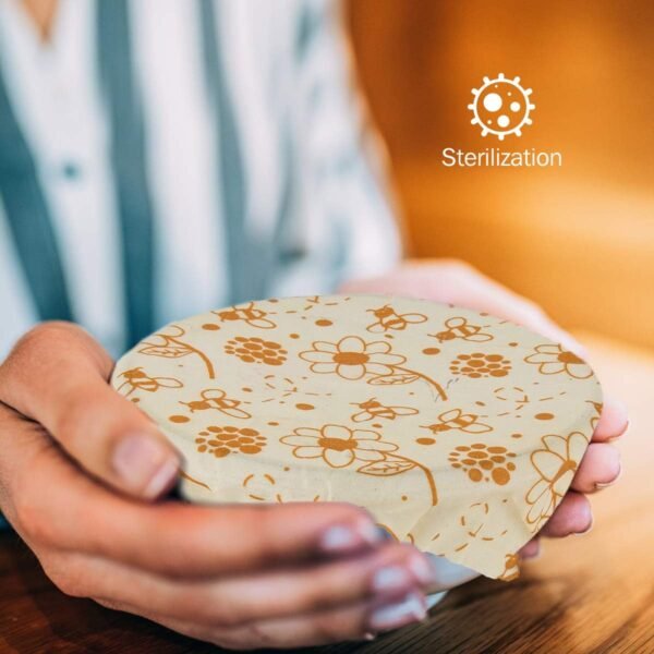 Reusable Beeswax Food Storage Wraps, SURDOCA® Assorted 3 Pack, Sustainable Plastic Free Waxed Cotton Cloth Wraps, Plastic Free Alternative to Food Storage(B) - Image 5