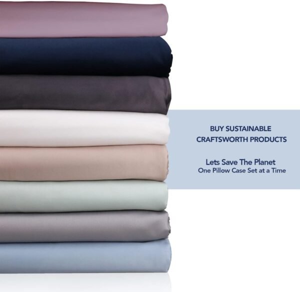 CRAFTSWORTH 100% Organic Cotton Sheets Queen 4 Piece Set Silver Extra Deep Pocket Sheet Sets Flat Sheet Fitted Sheet Pillowcase Better Than Percale Hotel Luxury Quality Sheet GOTS Certified - Image 6