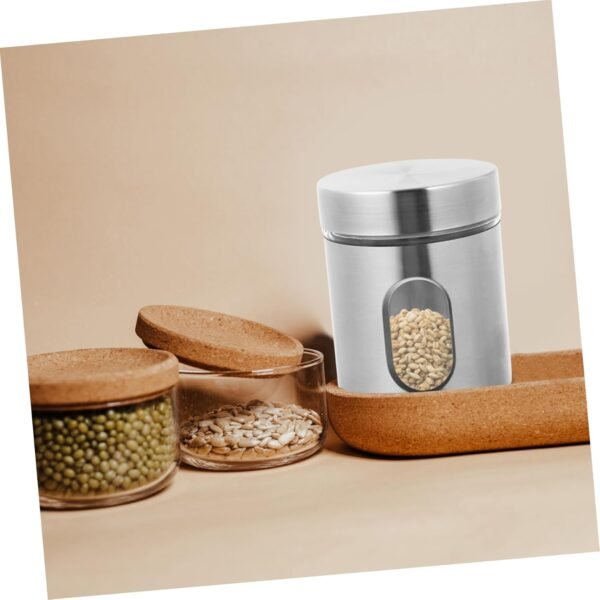 MAGICLULU 1pc Stainless Steel Storage Tank Coffee Container Window Spice Jar Kitchen Storage Jar Bulk Flour To Go Food Containers with Lids Dry Nuts Bottle Tea Tin Tea Canister Silver Glass - Image 5