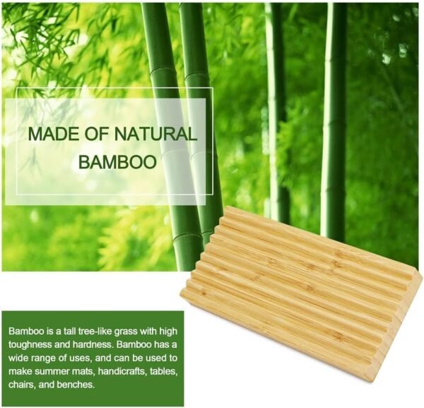 Bamboo Soap Dish Holder - Soap Saver - Natural Bamboo Wood Soap Dish with Drain Tray for Shower Bathroom Bathtub Kitchen Extend Soap Life (1) - Image 2