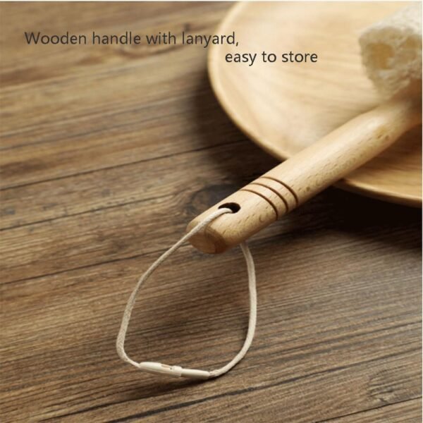 4 "Natural Agricultural Loofah with Wooden Stick for Washing Tea Cups, Cleaning Kitchen Stoves. Exfoliating Body Sponge Scrub Skin Care in Tub Spa Shower. Natural Products, No Additive - Image 6