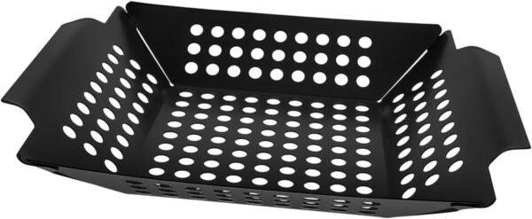 Toddmomy Barbecue Tool Roasting Pan Grill Tools Roaster Pan Grilling Platter BBQ Grill Baskets Camping Cookware Grilling Basket for Outdoor Grill Tray Iron Spray Non-Stick Paint Black