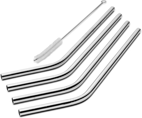 Stainless Steel Drinking Straws Set of 4, Curved metal Straws reusable for 20 0z Tumbler, | Fits all Yeti SIC Simple Modern Tumblers, Cleaning Brush Included. - Image 7