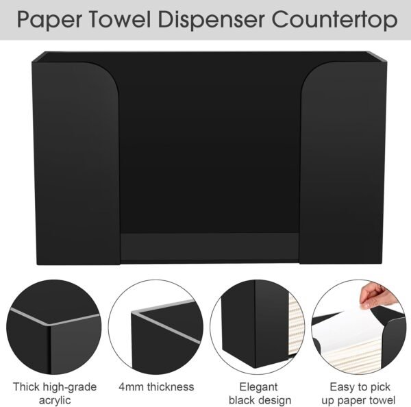 4 Pack Acrylic Countertop Paper Towel Dispenser Folded Paper Towel Dispenser for Kitchen or Bathroom Multifold Trifold Napkin Holder Disposable Hand Towel Tray for Bathroom Toilet Kitchen - Image 3