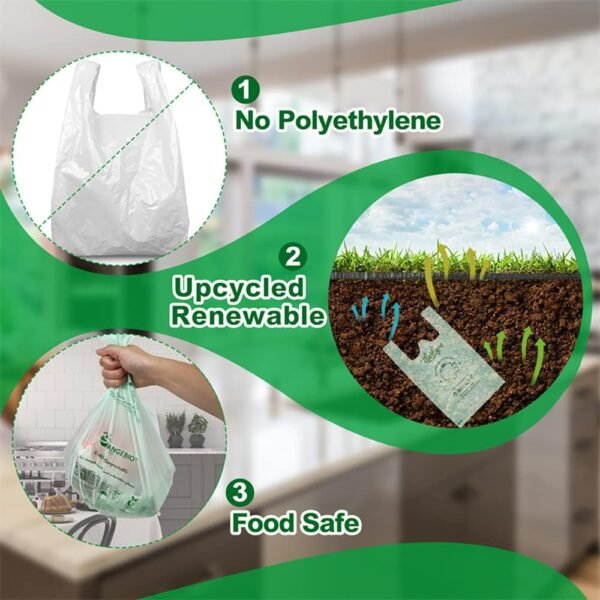 3 Gallon Compostable Trash Bags, 100 Count, Food Grade, Plant-based, Biodegradable, Leak-proof, Tear-resistant, Dishwasher Safe - Image 4