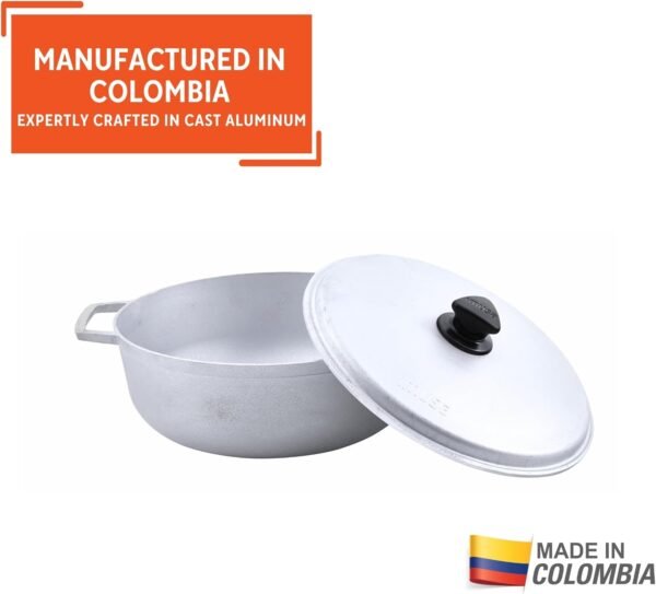 IMUSA 7.5 Quart Traditional Natural Made in Colombia Caldero with Lid for Cooking and Serving,Silver - Image 3