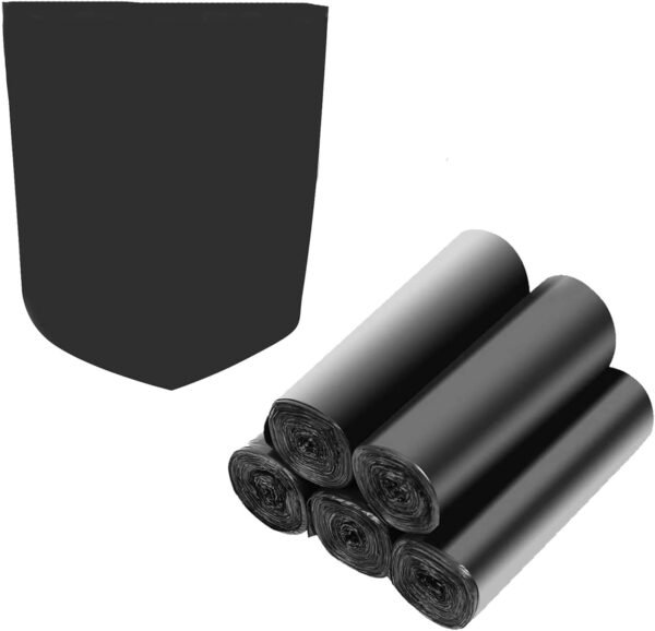 4-6 Gallon Recycled Trash Bags Biodegradable Trash Bags Compostable Garbage bags Recycling bags Degradable Waste basket Liners Bags for Bathroom Kitchen Bedroom Living Room Office (Black, 100 Counts)
