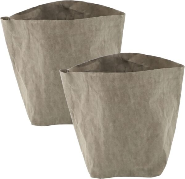 Kraft Paper Flowerpot Kraft Bags Reusable Fruits Bag Food Storage Containers Vegetable Lunchbox Washable Kraft Paper Storage Bag Business Pantry Lids Tote Packaging Grey
