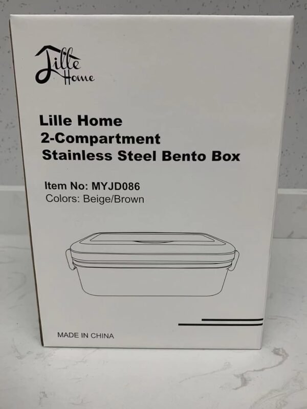 Lille Home Stainless Steel Bento Lunch Box – 2-Compartment Steel Lunch Box for Adults, Leakproof Lunch Containers, Includes Carry Handle, Lunch Bag, and Cutlery Set, BPA Free - Image 11