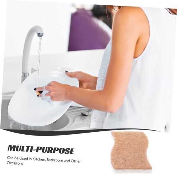 9pcs Kitchen Dish Sponge Dishwashing Scrubber Kitchen Cleaning Sponges Bowl Wash Sponges Wok Sponge Scrubber Pads Scouring Pad Dish Cleaning Sponges Natural Kitchen Sponges Sisal - Image 3
