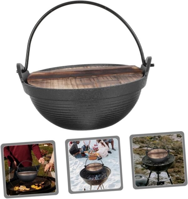 Japanese Sukiyaki Gadget Casserole Dishes Stock Gooseneck Steaming Pot Saucepan with Handle Camping Cookware Clad Strainer Cauldron Wok Food Chafing Dish Iron Sukiyaki Pots Wooden - Image 6