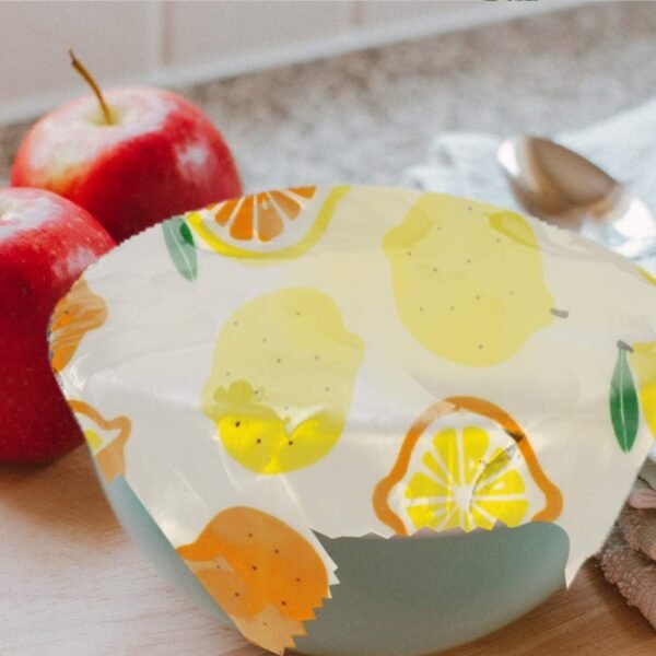 Sandwich Wrap Paper 3Pcs Beeswax Food Wrap Lemon Pattern -Friendly Reusable Food Wrappers Food Preservation Cloths Wrap Alternative for Food Storage Triturador De - Image 3