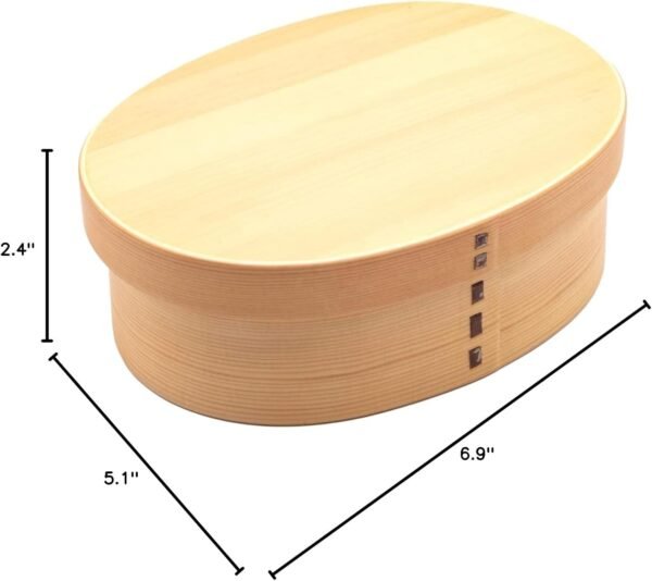 Bentowappa A-9-272274 Wooden Lunch Box, Approx. 7.1 x 5.1 inches (18 x 13 cm), Single Tier, Natural - Image 6