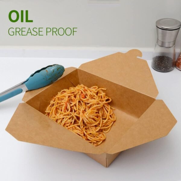 50 Pack 70 oz Large Take Out Food Containers - Heavy Duty Microwavable Kraft Brown Paper To Go Box #3 - Grease Resist Paper Lunch Box Cardboard Take Out Box for Restaurant, Household, Party - Image 5