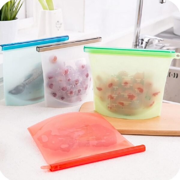 Reusable Silicone Food Storage Bags, WINDSIUUU 100% Silicone Food Grade Containers, Leakproof, Sandwich Snack Bags, Stand Up Zip Container for Soup and Leftovers, Dishwasher & Microwave Oven Safe-18OZ - Image 7