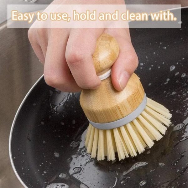 Bamboo Dish Brush Scrub Wooden Brush - Bamboo Dish Brush，Brush for Dishes,Palm Brush Dish Scrubber Suitable for Washing Dishes,Stubborn Stains & Vegetables. - Image 3